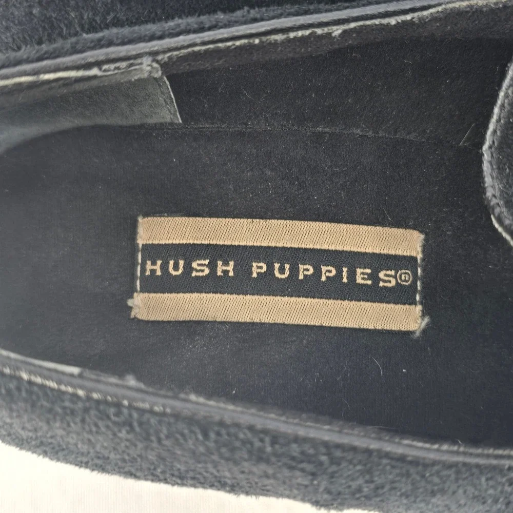 VTG Hush Puppies Suede Loafers Woman 9W Block Heel‎ Comfort Slip On Shoes Preppy